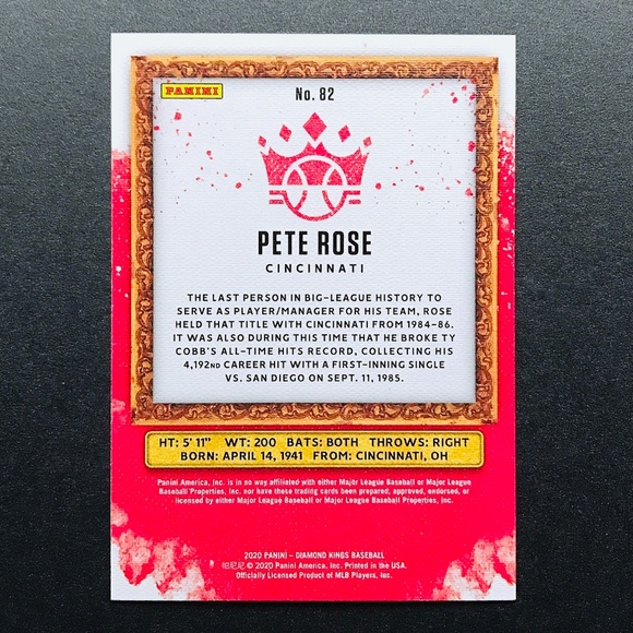 Pete Rose - 2020 Diamond Kings #82 - Picture 2 of 2